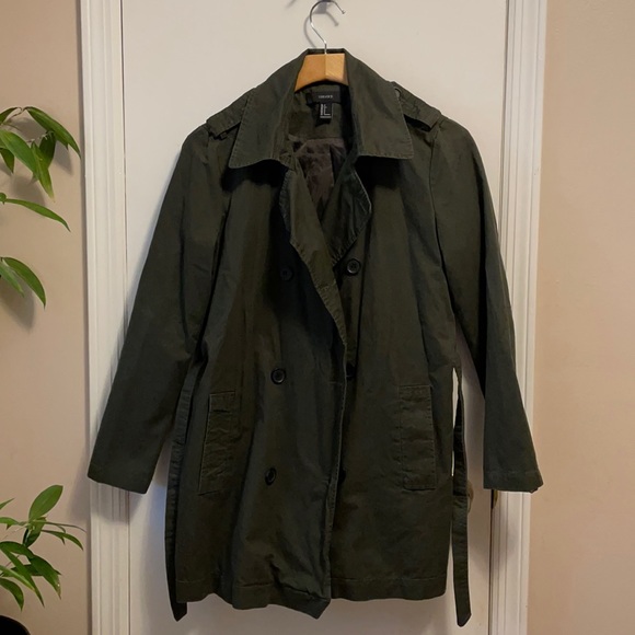 Forever 21 Hunter Green Trench Coat - Picture 2 of 4